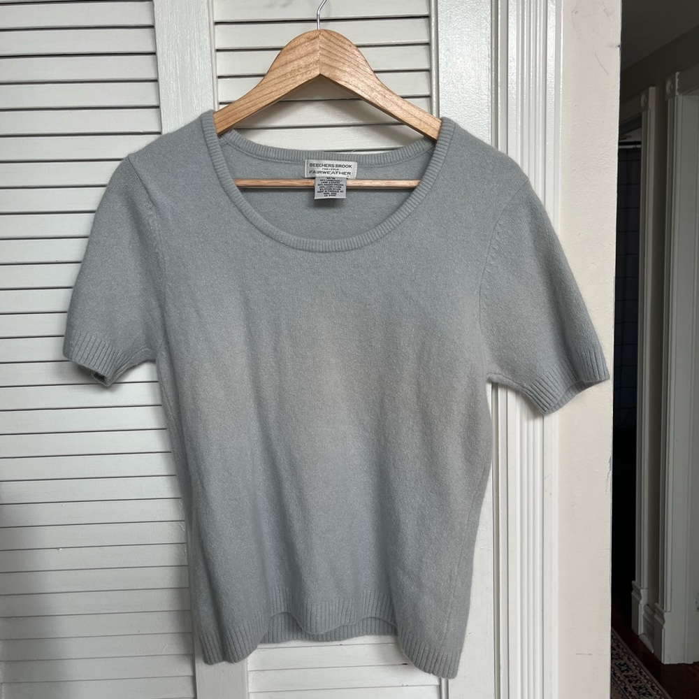 Women's Lambswool Baby Blue Short Sleeve Top